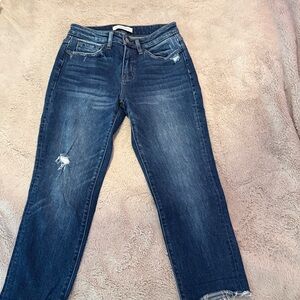 Flying Monkey Distressed Dark Blue Boyfriend Jeans